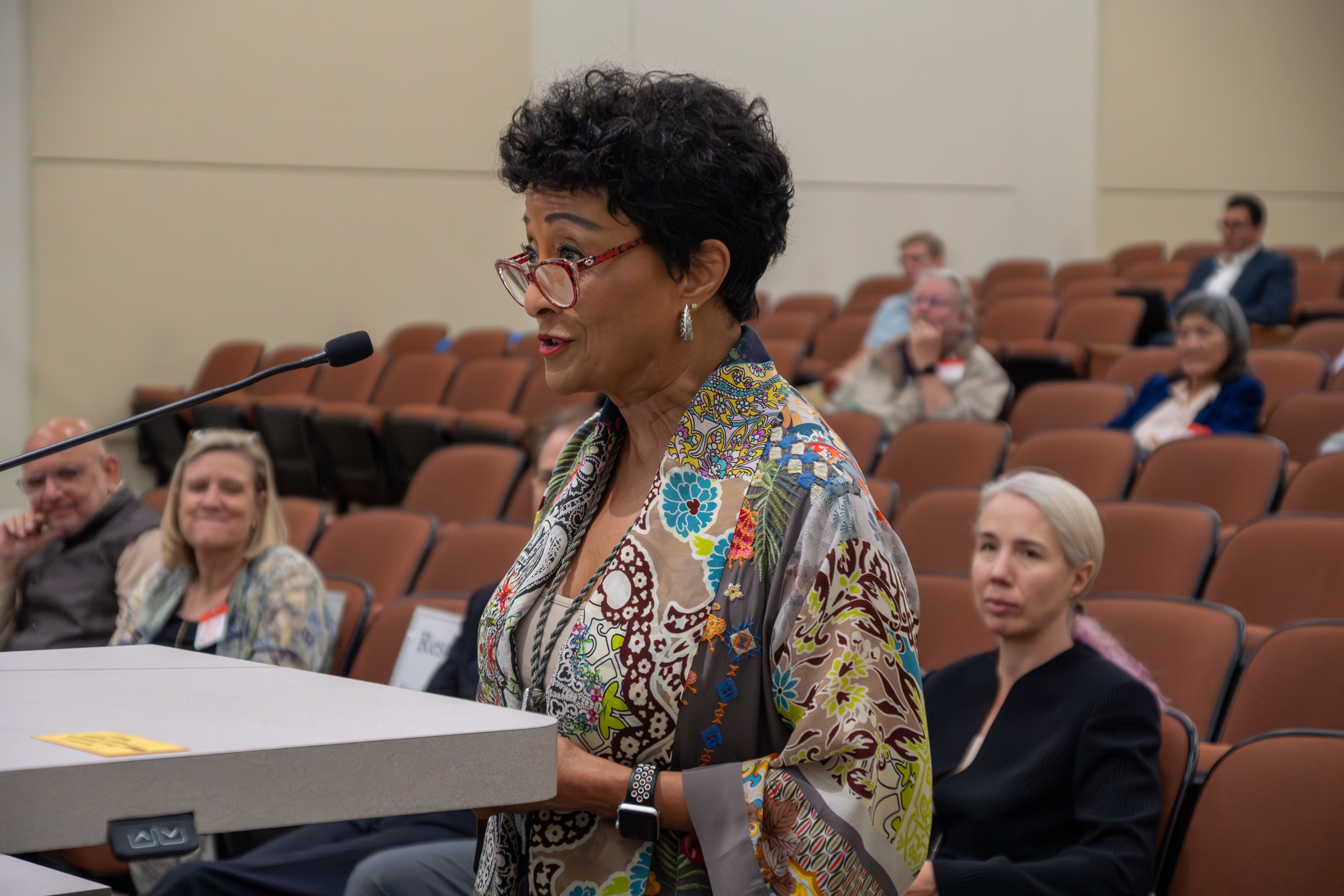 Peggy Shepard, Co-Founder and Executive Director, WE ACT for Environmental Justice, speaks after receiving a 2022 Haagen-Smit Clean Air Award. CARB honored recipients of the 2022 Haagen-Smit Clean Air Awards, California’s premier award annually recognizing individuals who have made transformative contributions toward improving air quality or addressing climate change, during the monthly board meeting held at Byron Sher Auditorium at CalEPA Headquarters in Sacramento, June 22, 2023.