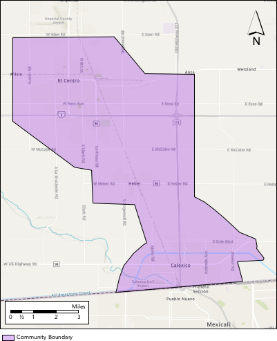 Image displaying the Calexico, El Centro, Heber AB 617 boundaries