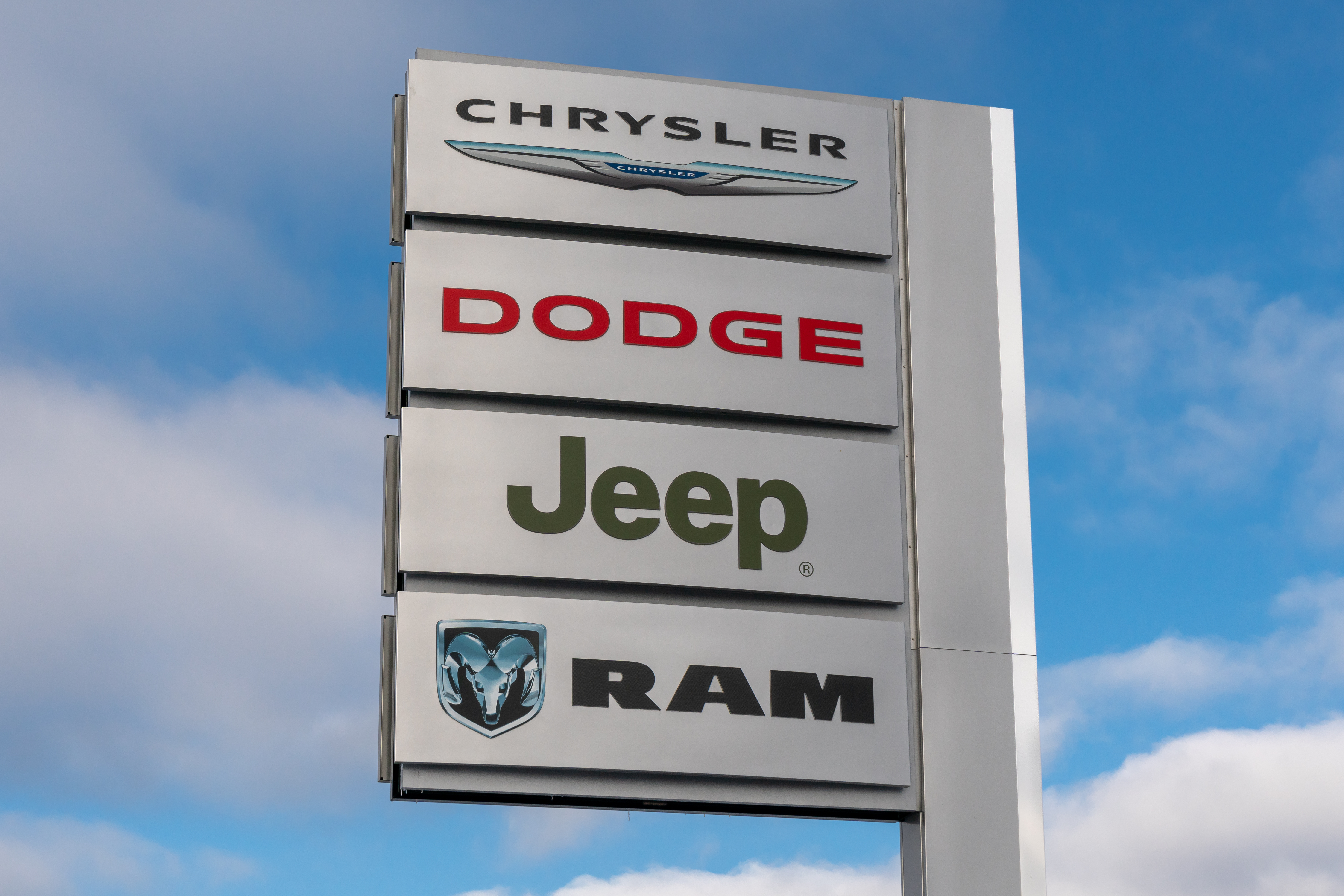 Chrysler, Dodge, Jeep, Ram dealership sign