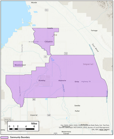 Image displaying North Imperial County AB 617 community boundaries