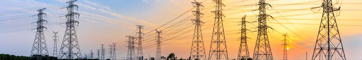 power lines at sunset