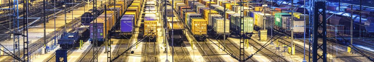 rail yard at night