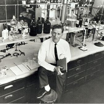 Dr. Arie Haggen-Smit in lab at Caltech