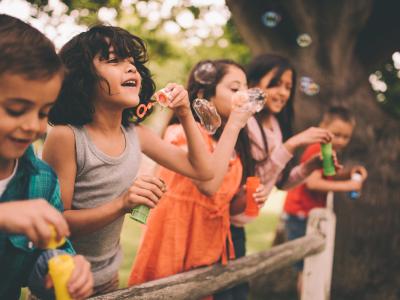 Kids Blowing Bubbles