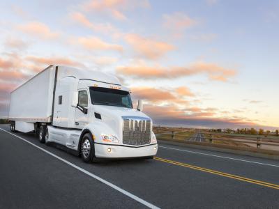 heavy-diesel truck at sunrise