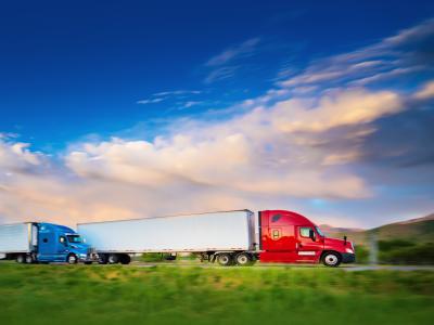 diesel trucks on rural road